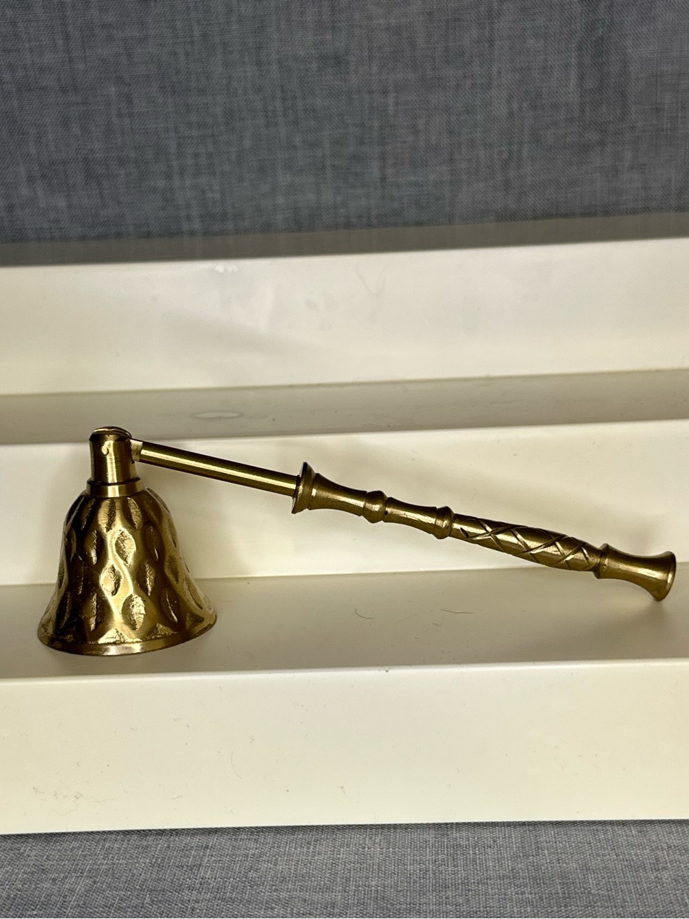 Biedermann Brass-Tone Decorative Candle Snuffer with Patterned Bell